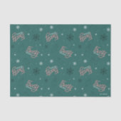 雪だるま霜の降りたグリーンスノーフレークパターン 薄葉紙 (正面)