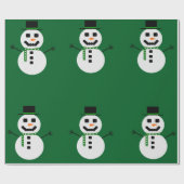 雪だるま霜の降りたグリーンラッピング紙 ラッピングペーパー (フラット)