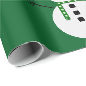 雪だるま霜の降りたグリーンラッピング紙 ラッピングペーパー (ロールコーナー)