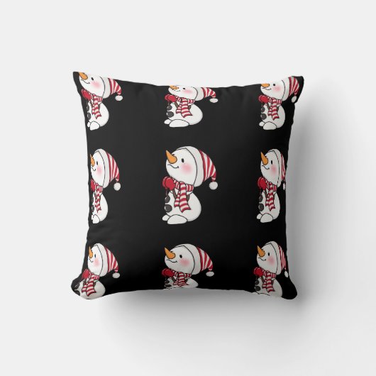 雪だるま霜の降りたデザインウィンターホリデーコレクション クッション (正面)