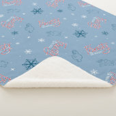 雪だるま霜の降りたブルースノーフレークパターン シェルパブランケット (3/4)