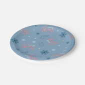 雪だるま霜の降りたブルースノーフレークパターン ペーパープレート (アングル)