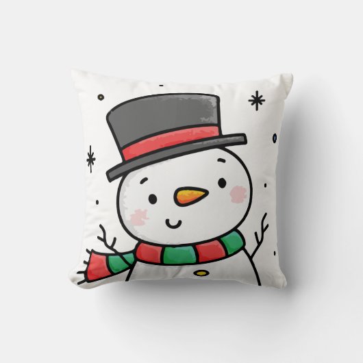 雪だるま霜の降りたベビーボディスーツ クッション (正面)