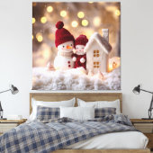 雪だるま霜の降りた兄弟姉妹ウィンタージョイ キャンバスプリント (インサイチュ (寝室))