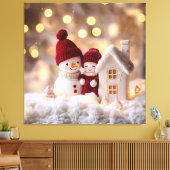 雪だるま霜の降りた兄弟姉妹ウィンタージョイ キャンバスプリント (インサイチュ (リビング))