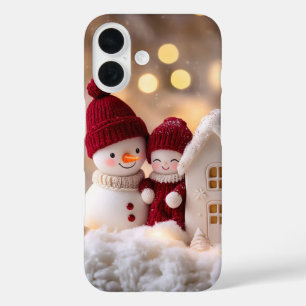 雪だるま霜の降りた兄弟姉妹ウィンタージョイ iPhone 16ケース