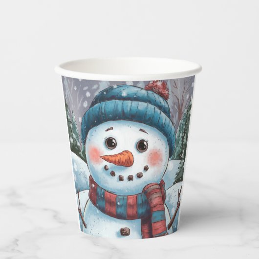 雪だるま霜の降りた紙カップ 紙コップ (正面)