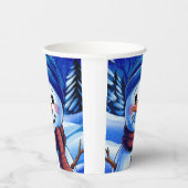 雪だるま霜の降りた紙カップ 紙コップ (右)