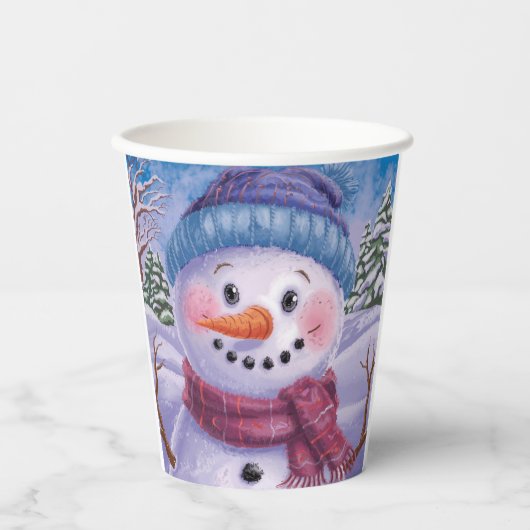 雪だるま霜の降りた紙カップ 紙コップ (正面)