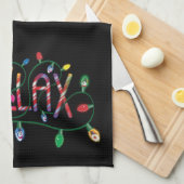 雪だるま霜の降りた™ | "チラックス"ホリデーライト キッチンタオル (四つ折り)