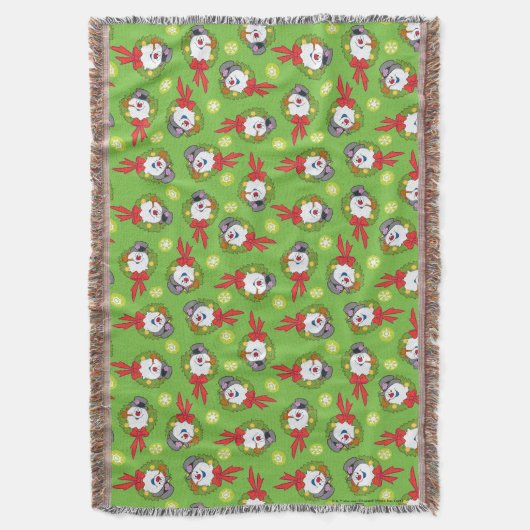 雪だるま霜の降りた™ |ホリデー霜の降りたリース スローブランケット (正面縦)
