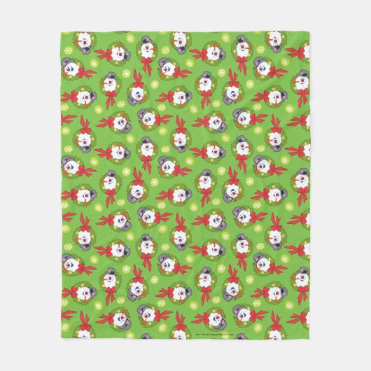 雪だるま霜の降りた™ |ホリデー霜の降りたリース フリースブランケット (正面)