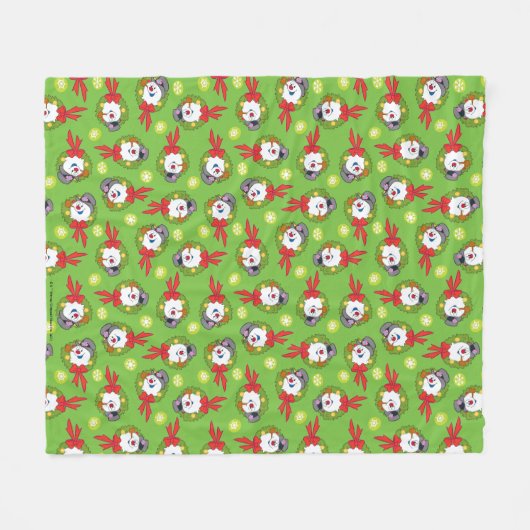 雪だるま霜の降りた™ |ホリデー霜の降りたリース フリースブランケット (正面(横))