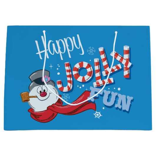 雪だるま霜の降りた™ |幸せなすてきおもしろい ラージペーパーバッグ (正面)