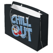 雪だるま霜の降りた™ |落ち着け ラージペーパーバッグ (裏面アングル)