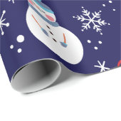 雪だるま顔の背景かわいらしギフト ラッピングペーパー (ロールコーナー)