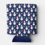 雪だるま顔の背景かわいらしギフト 缶クーラー (裏面)