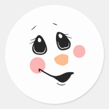 雪だるま顔クラシックラウンドステッカー