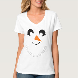 雪だるま顔クリスマス Tシャツ
