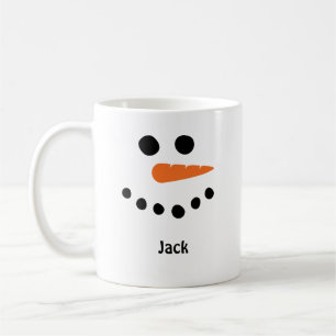 雪だるま顔コーヒーマグ。名前でパーソナライズ。 コーヒーマグカップ