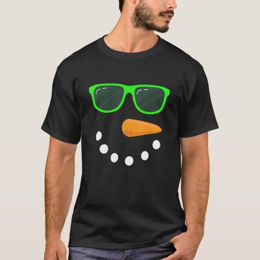 雪だるま顔サングラス雪だるま衣装1 Tシャツ (正面)