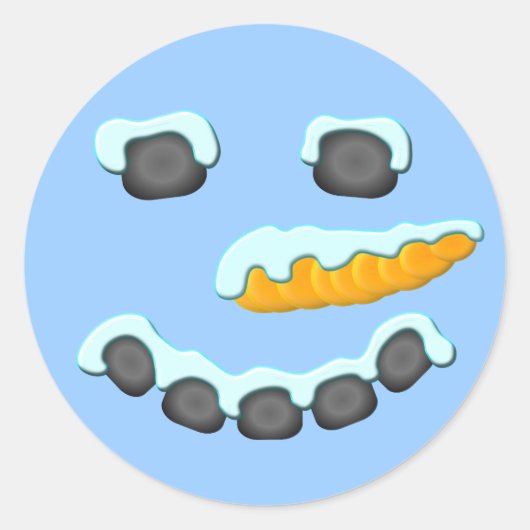 雪だるま顔デザイン ラウンドシール (正面)