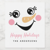 雪だるま顔ハッピーホリデイズ ワインラベル (シングルラベル)