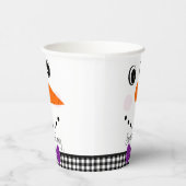 雪だるま顔パープルボウタイブラックバッファロープレイド 紙コップ (右)