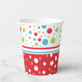 雪だるま顔ホットココアカラフルおもしろいクリスマス 紙コップ (裏面)