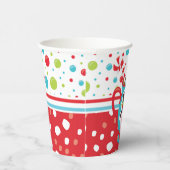 雪だるま顔ホットココアカラフルおもしろいクリスマス 紙コップ (右)