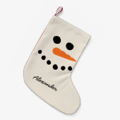 雪だるま顔付名前をカスタムする スモールクリスマスストッキング (正面 (吊り時))