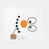 雪だるま顔漫画のクリスマスおもしろい フリースブランケット (正面(横))