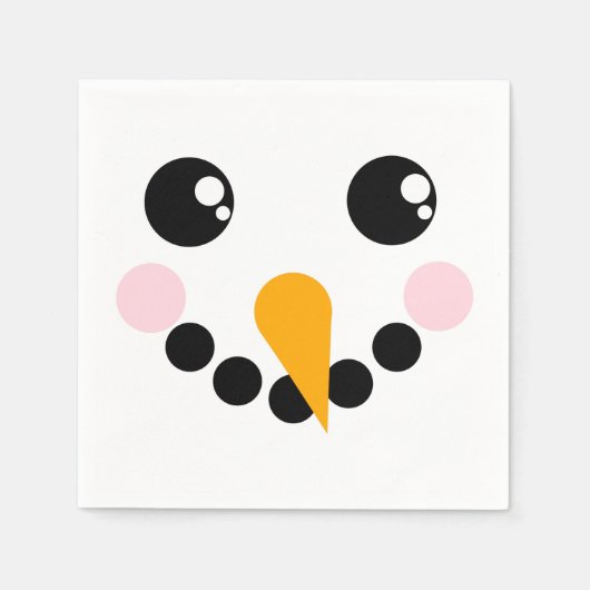 雪だるま顔 スタンダードカクテルナプキン (正面)