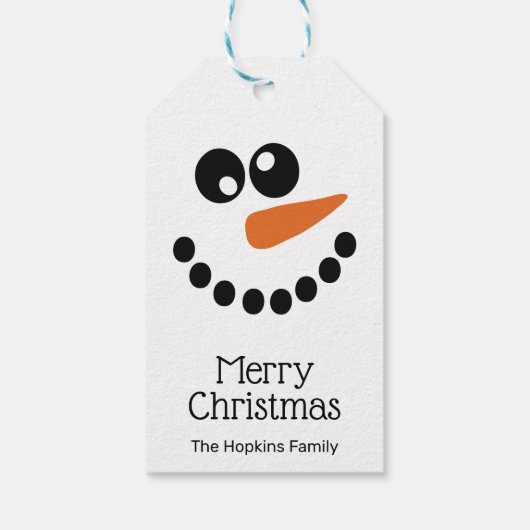 雪だるま顔 パーソナライズされた ギフトタグ (裏面)