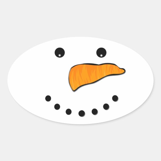 雪だるま顔 楕円形シール (正面)