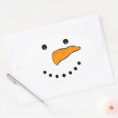 雪だるま顔 楕円形シール (封筒)