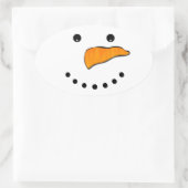 雪だるま顔 楕円形シール (バッグ)