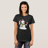 雪だるま飲む赤ワインおもしろいパートナーマッチングC Tシャツ (正面フル)