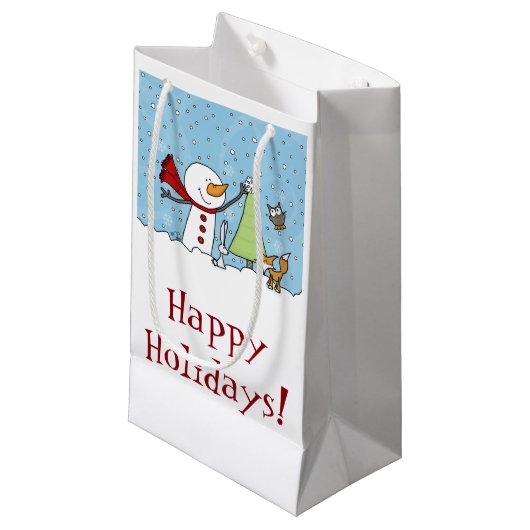 雪だるま飾ツリーとウッドランドクリーチャー スモールペーパーバッグ (正面アングル)