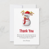 雪だるま飾球おやつありがとう サンキューカード (正面)