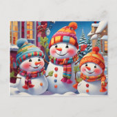雪だるま魅力的ファミリーフェスティバル ポストカード (正面)