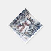 雪だるま魅力的水彩冬の森パーティー スタンダードカクテルナプキン (角)