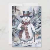 雪だるま魅力的水彩冬の森パーティー 招待状 (正面)