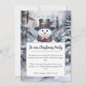 雪だるま魅力的水彩冬の森パーティー 招待状 (裏面)