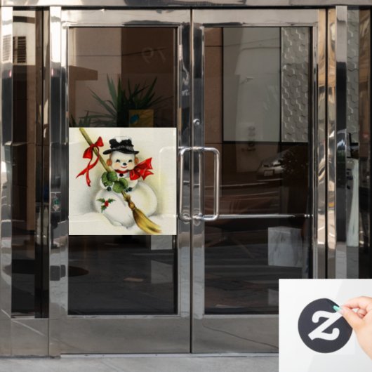雪だるま01 ウィンドウサイン (オフィスドア)