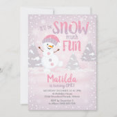 雪だるま1st誕生日招待状ウィンターガール 招待状 (正面)
