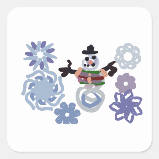 雪だるま あったか  スクエアシール (正面)