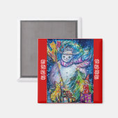 雪だるま、おもちゃ、クリスマスツリー赤ブルー マグネット (正面/裏面)