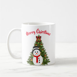 雪だるま と クリスマス ツリーのマグカップ コーヒーマグカップ