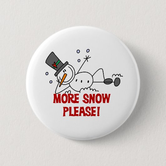 雪だるま もっと雪をください 缶バッジ (正面)